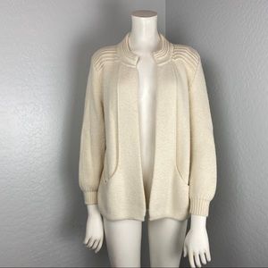 Baby Alpaca Cream Long Sleeve Open Front Sweater